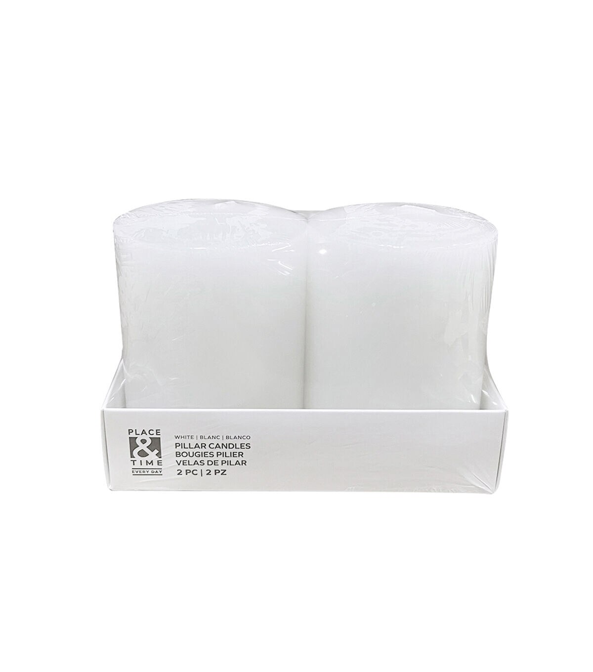 3 x 4 White Unscented Pillar Candles 2pk by Place & Time