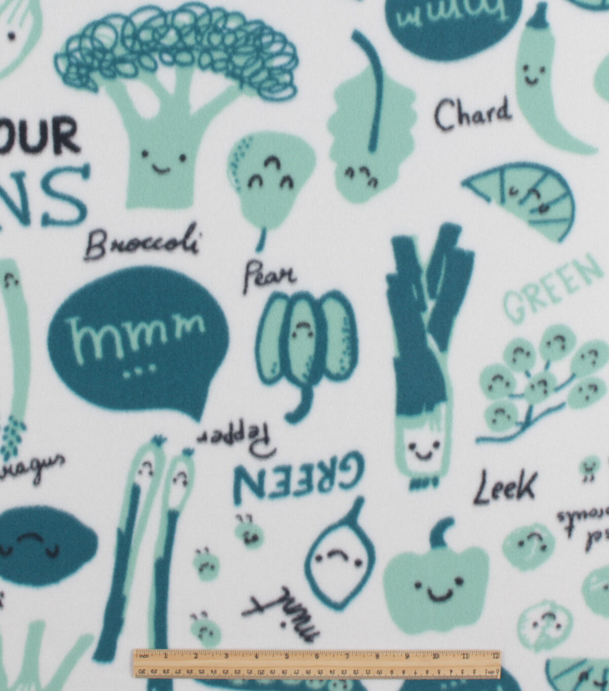 Green Veggies Blizzard Prints Fleece Fabric