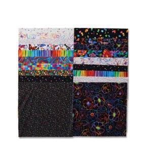 10 Rainbow Bright Cotton Fabric Squares 42pc