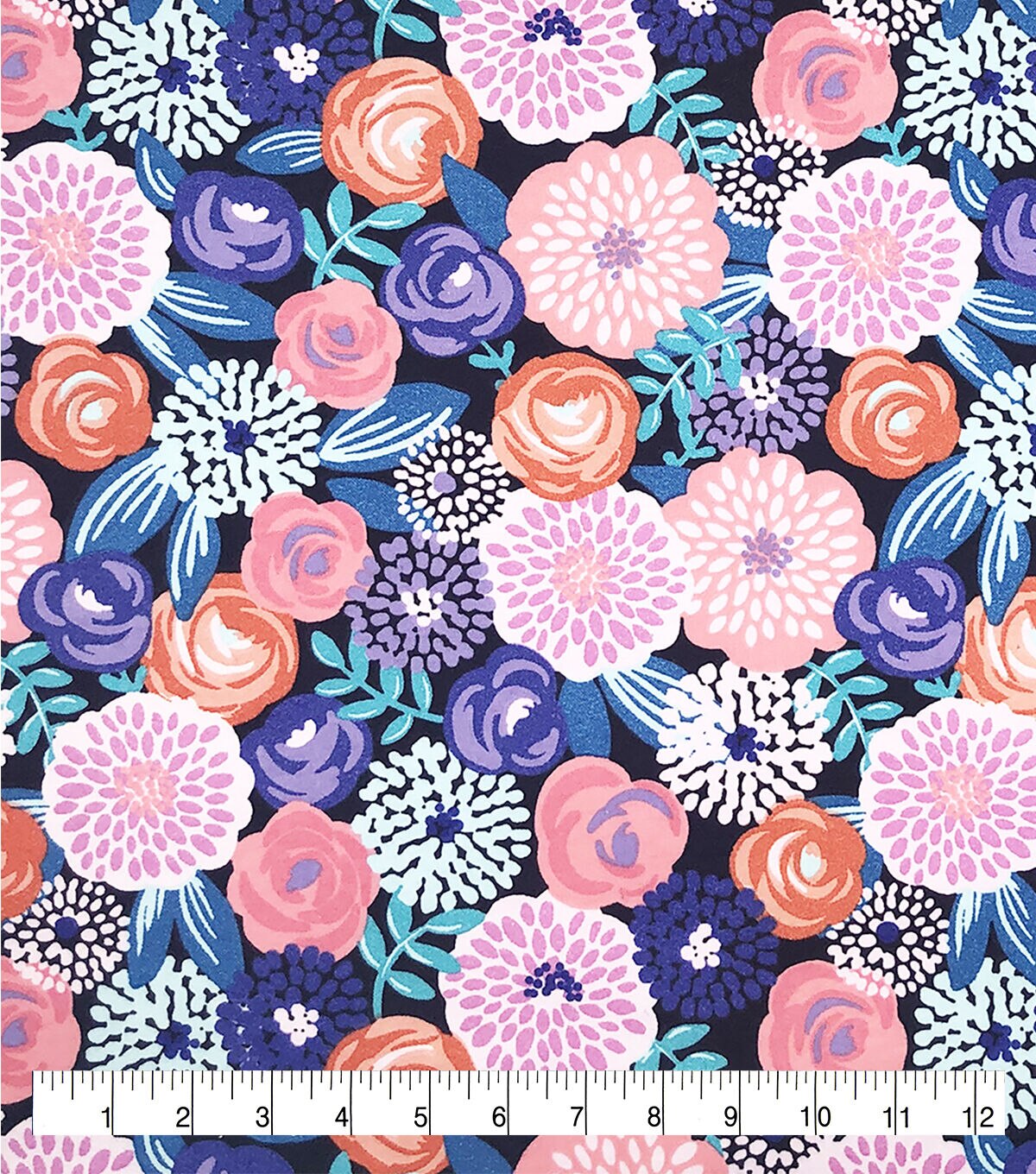 Modern Floral Navy Super Snuggle Flannel Fabric