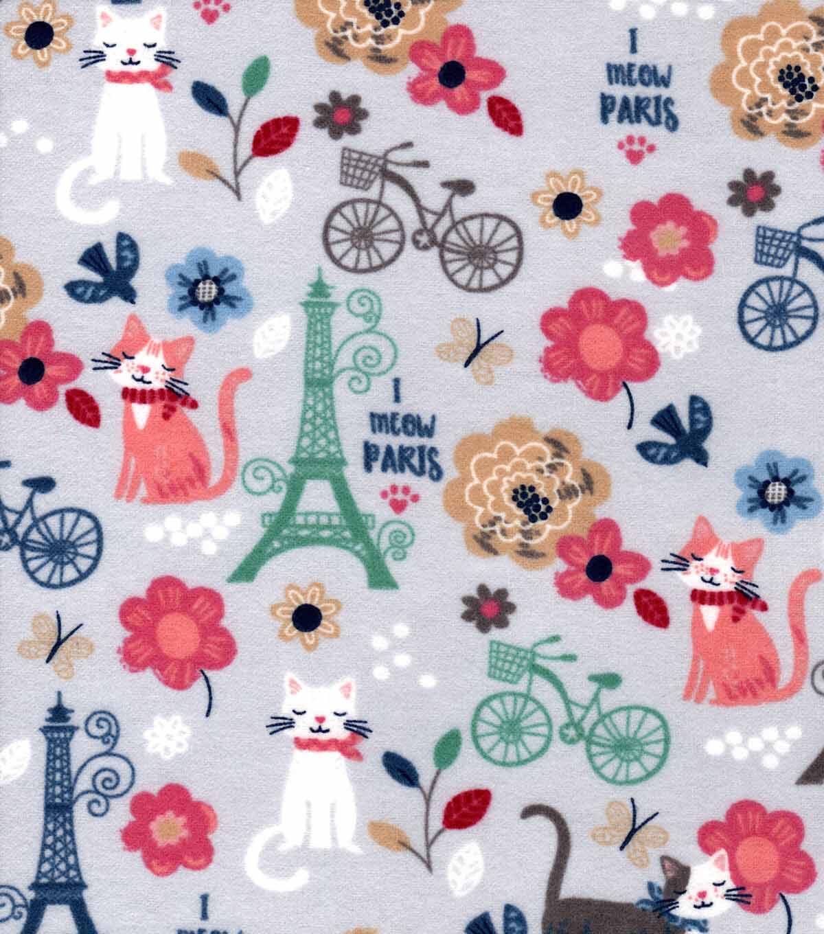 I Meow Paris Allover Super Snuggle Flannel Fabric