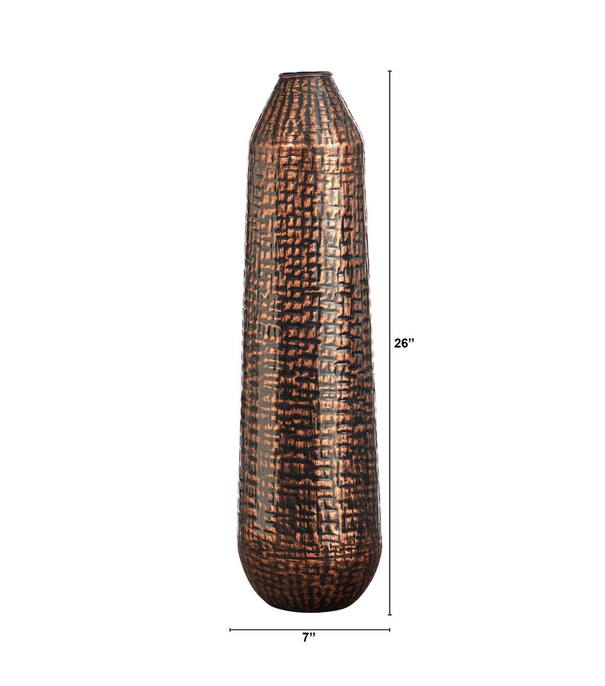 Nearly Natural 26 Brown Tall Embossed Metal Tower Vase