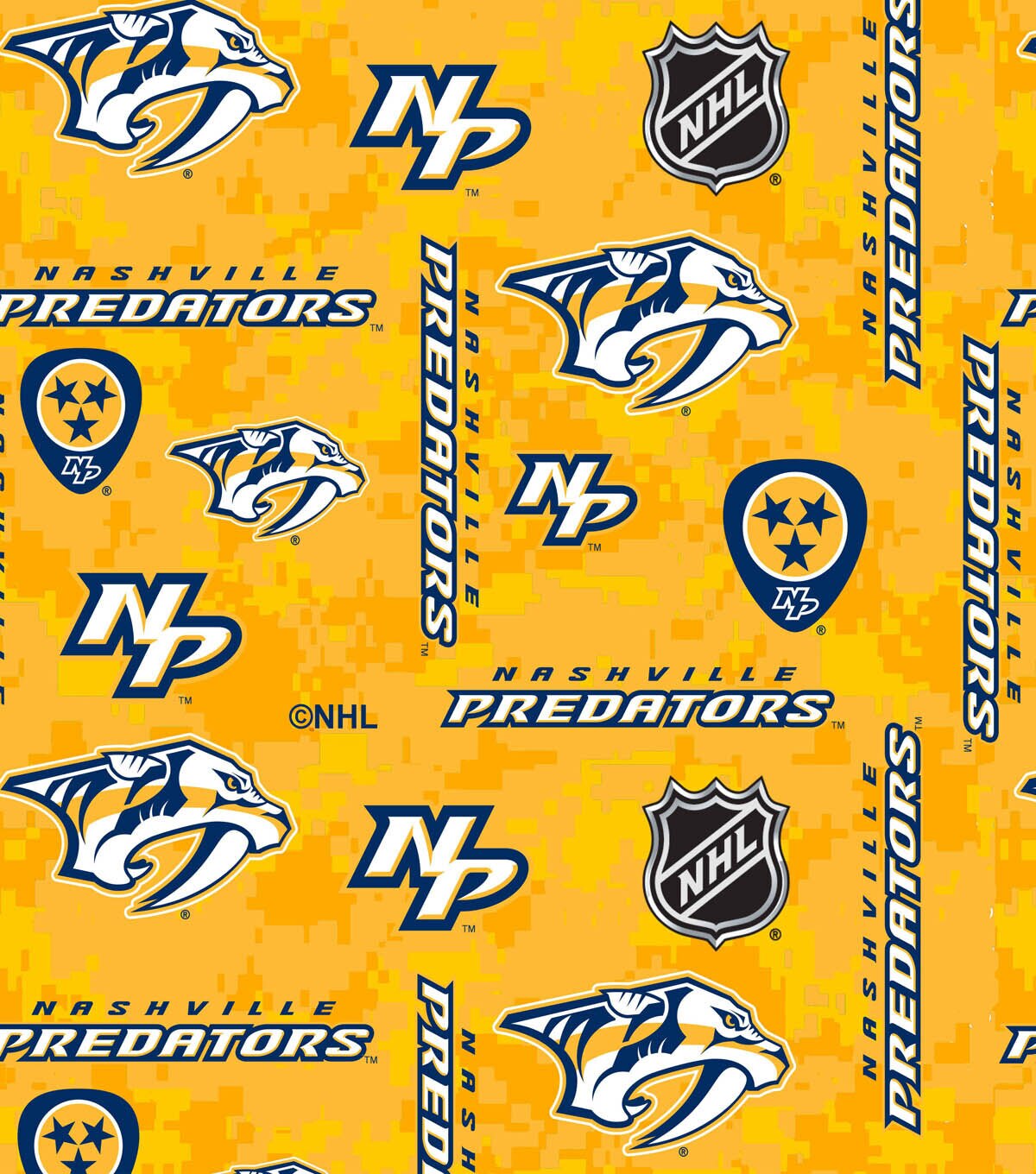 Nashville Predators Fleece Fabric Tossed Logos