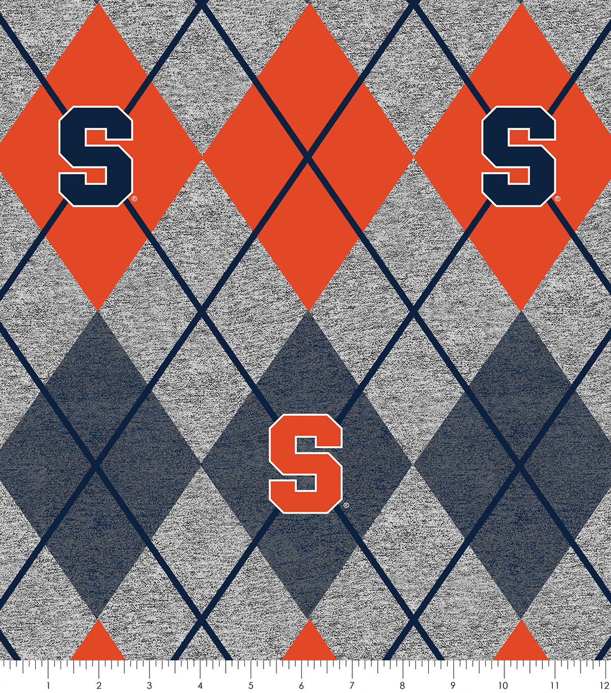 Syracuse University Fleece Fabric Heather Argyle