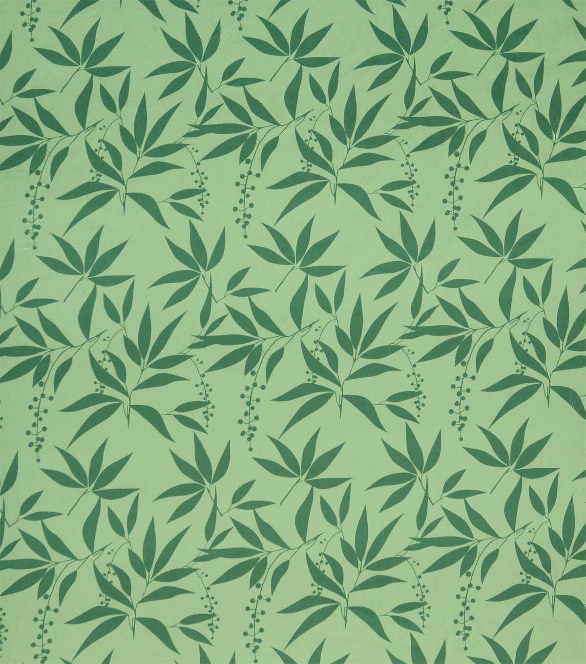Leafy Print on Green Soft & Minky Fleece Fabric