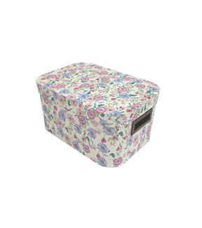 13 Floral on White Oval Box With Cut Out Handles by Place & Time