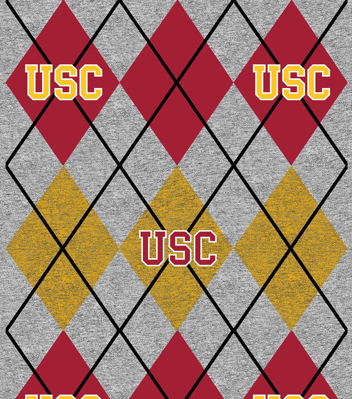 University of Southern California Fleece Fabric Heather Argyle