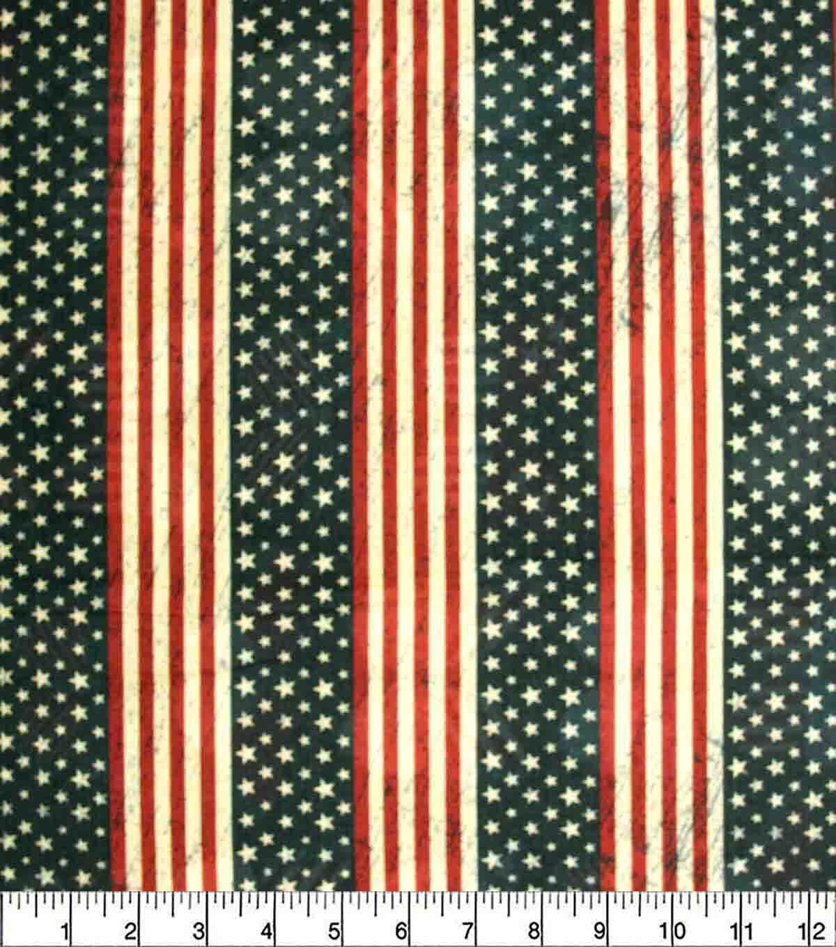 Distressed Flag Stripe Patriotic Cotton Fabric