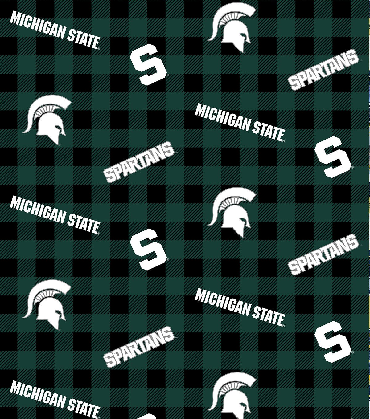 Michigan State University Spartans Cotton Fabric Buffalo Check