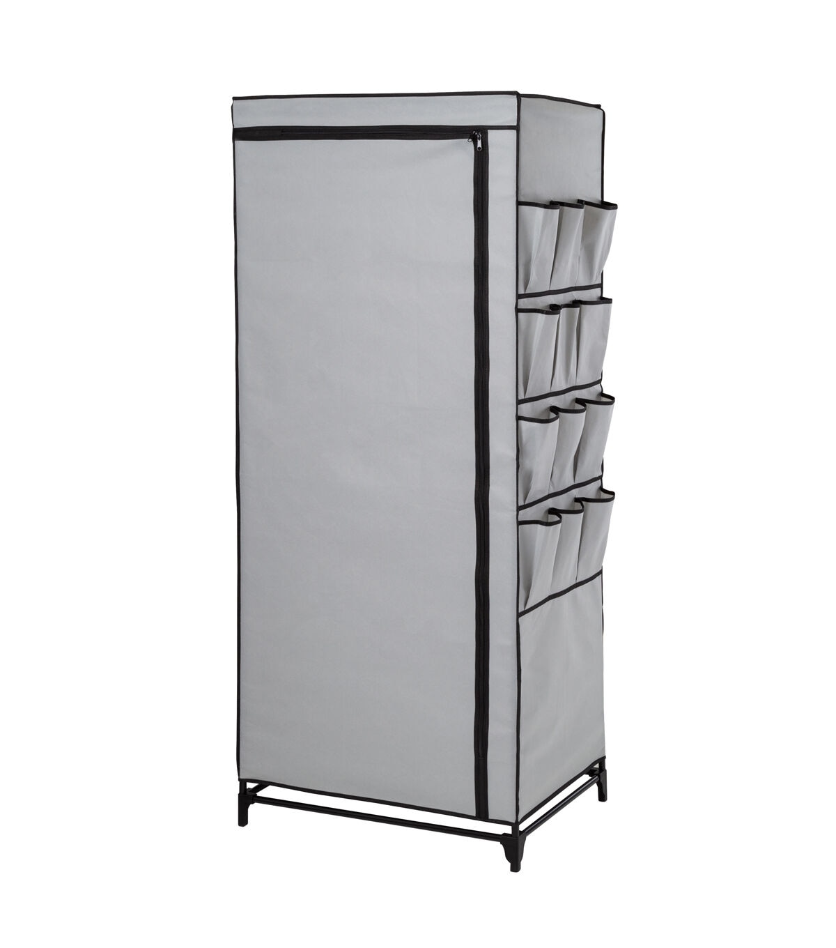 Honey Can Do 62 Gray Portable Wardrobe Closet With Cover & Side Pockets