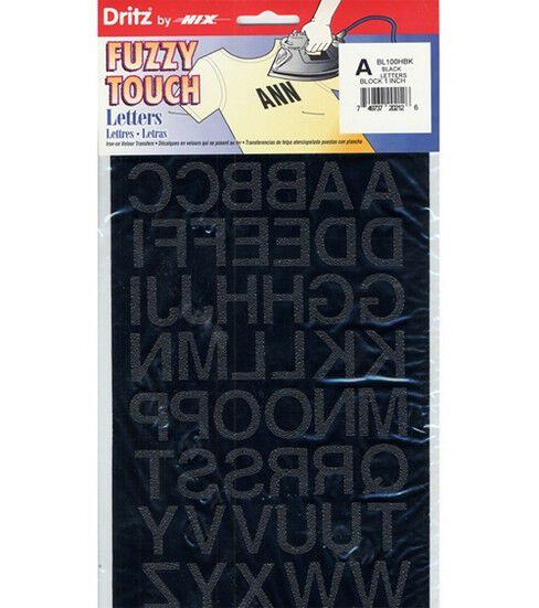 Dritz 1 Iron-on Letters, Soft Flock, Black