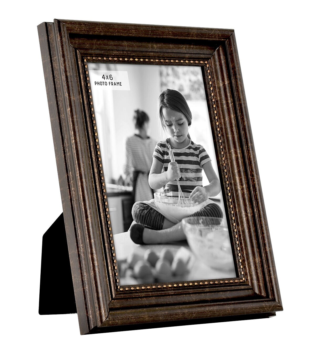 MCS 4 x 6 Espresso & Gold Beaded Scoop Tabletop Picture Frame