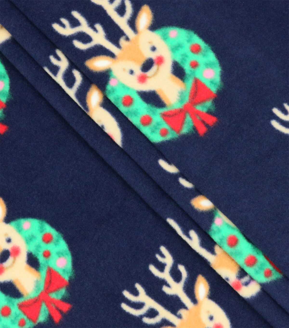 Reindeer on Blue Anti Pill Fleece Fabric by POP!