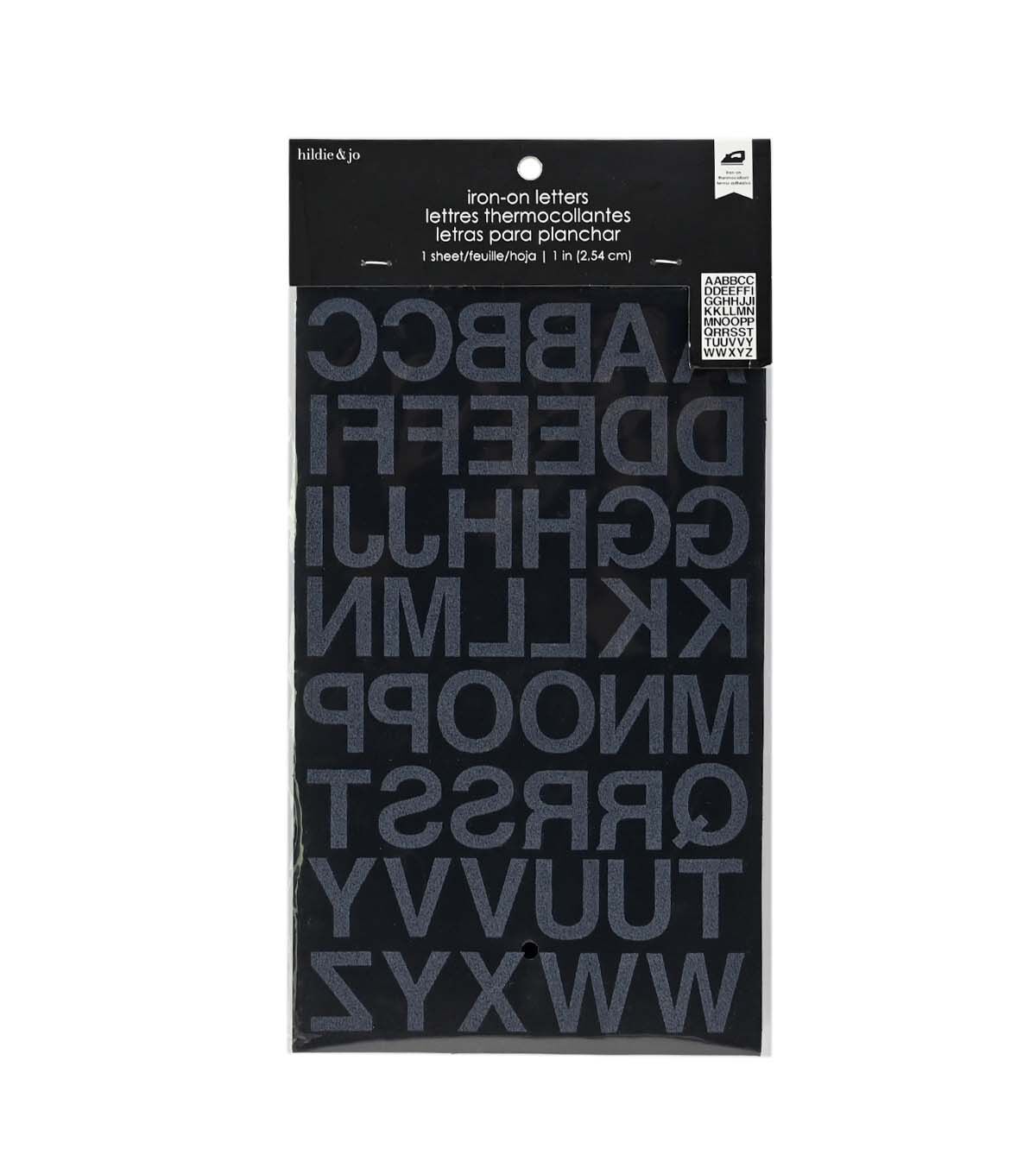 1 Black Block Iron On Letters 1 Sheet by hildie & jo