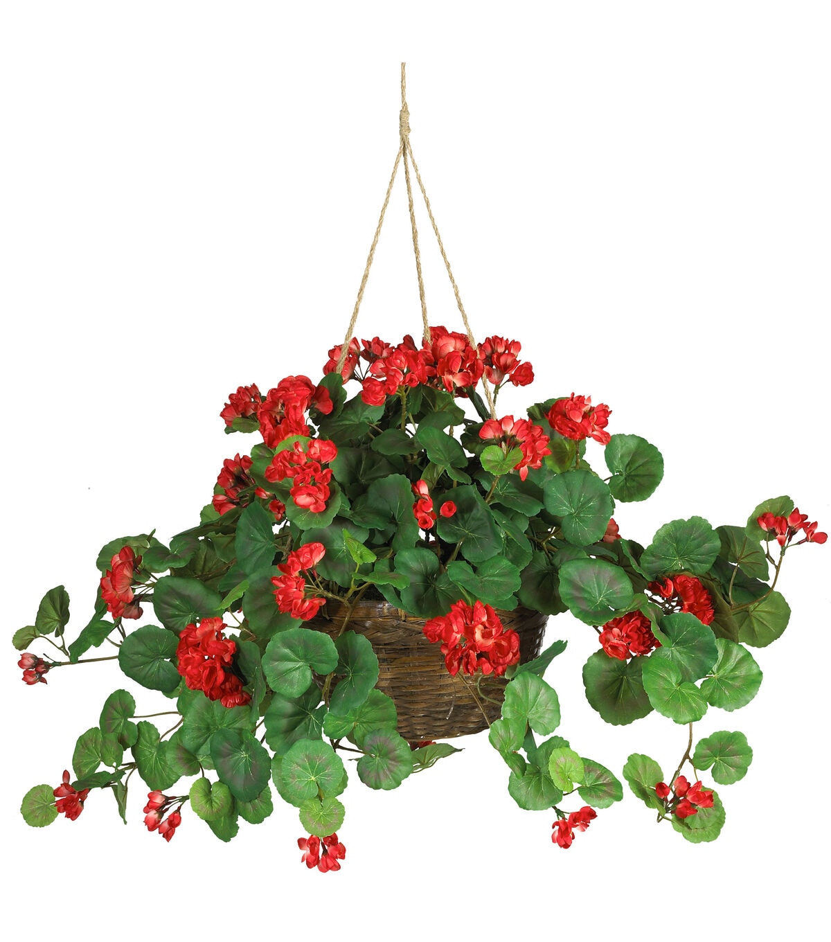 Nearly Natural Geranium Silk Plant Hanging Basket