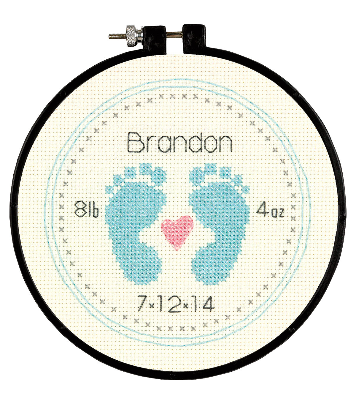 Dimensions Learn A Craft Baby Footprints Counted Cross Stitch Kit