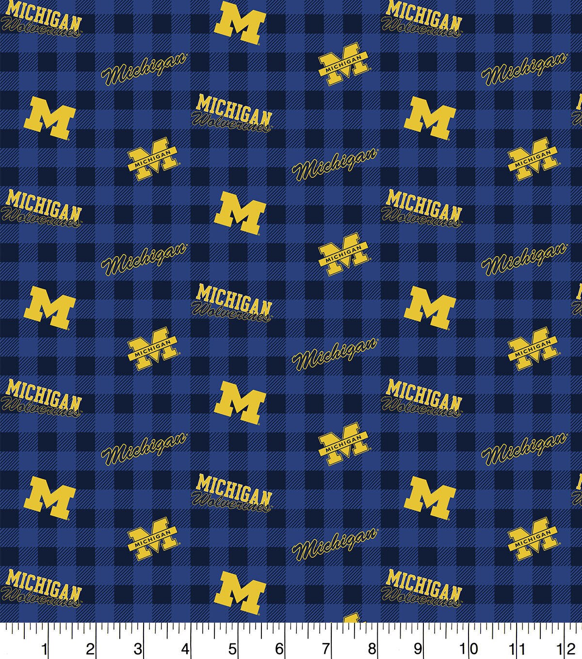 Michigan Wolverines Flannel Fabric Checks