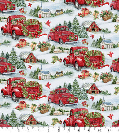 Springs Creative Wreath Barn Christmas Cotton Fabric