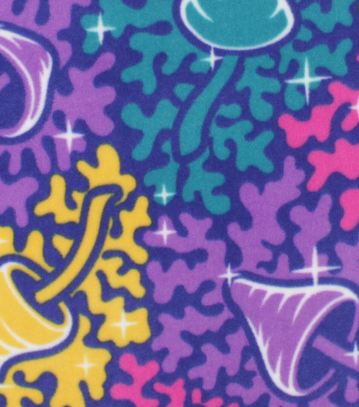 Purple Cool Mushrooms Anti Pill Plush Fleece Fabric