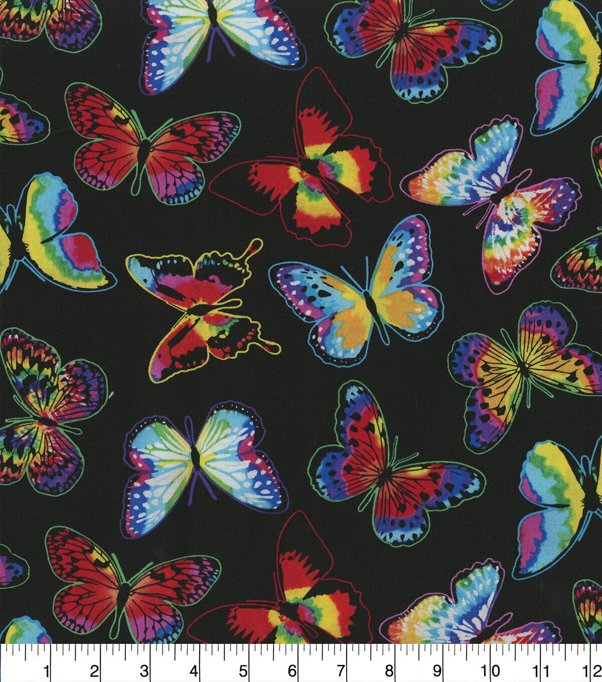 Hi Fashion Tie Dye Butterflies Novelty Cotton Fabric
