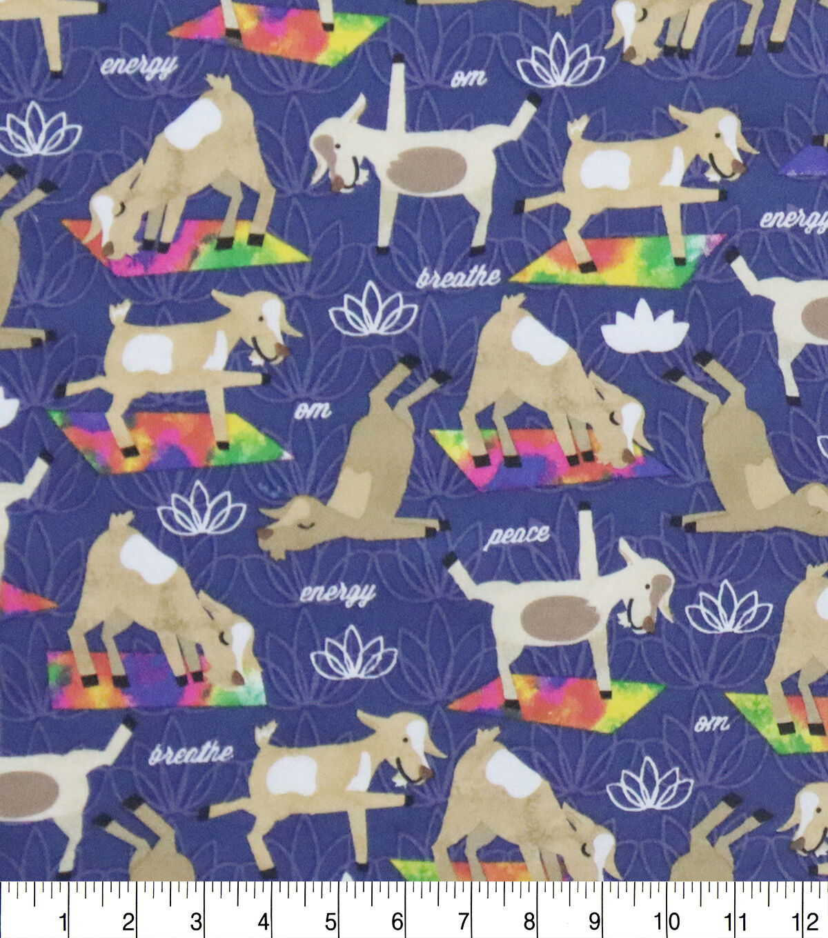Happy Goat Yoga Novelty Cotton Fabric