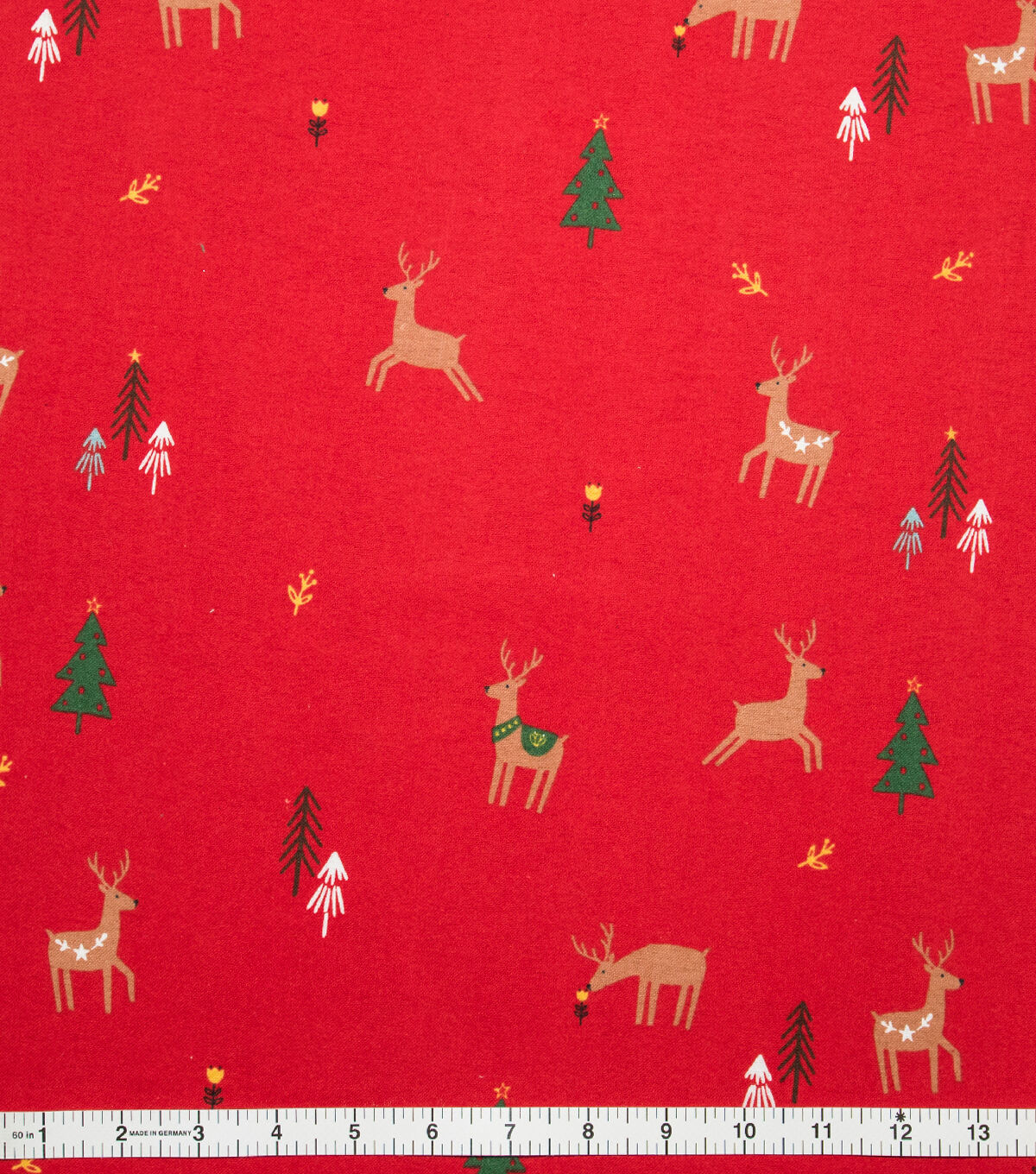 Trees & Deer on Red Super Snuggle Christmas Flannel Fabric by POP!
