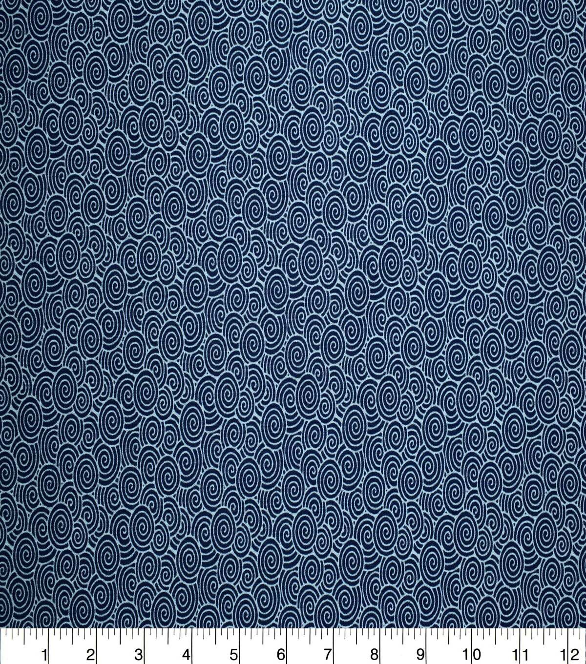Swirls on Navy Cotton Fabric by Quilter's Showcase