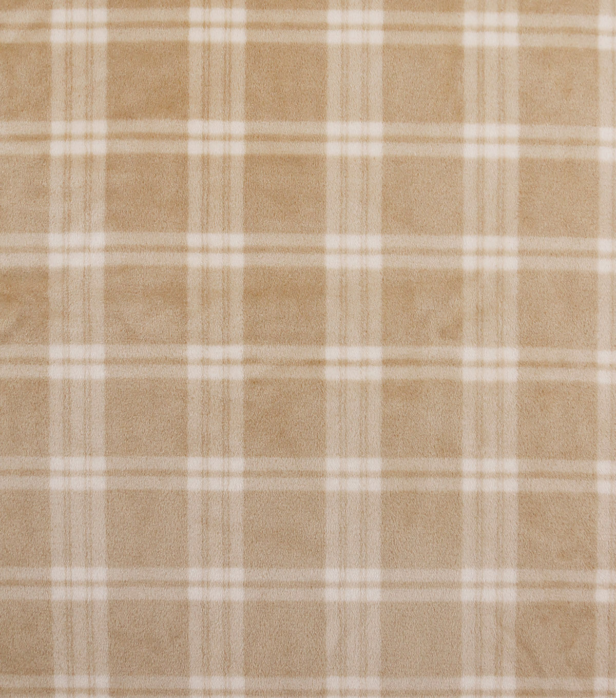 Cream Plaid Sew Lush Fleece Fabric