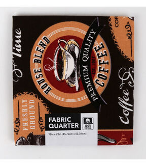 18 x 20 Morning Coffee Novelty Cotton Fabric Quarter 1pc