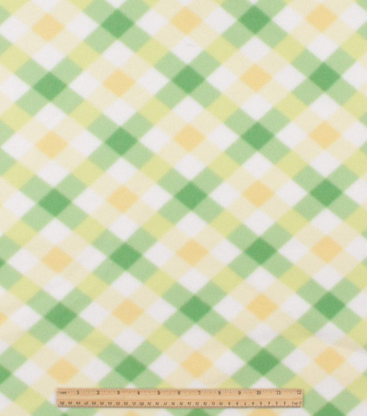 Yellow & Green Diagonal Plaid Blizzard Fleece Fabric