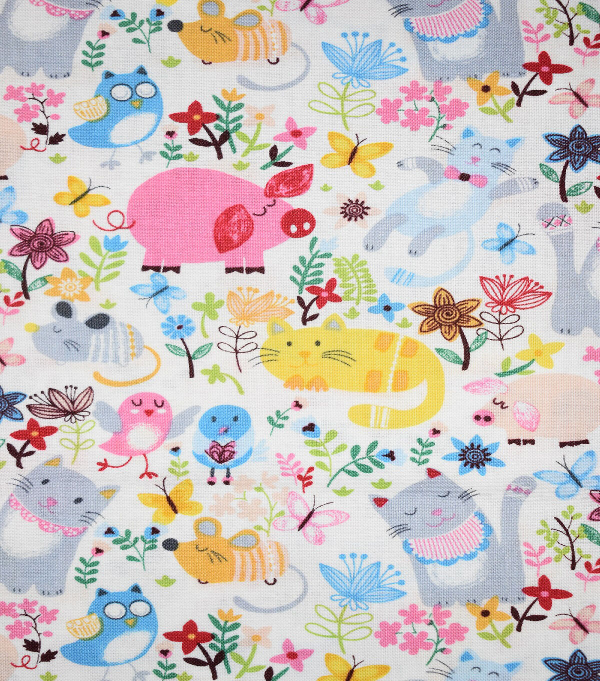 Animals In The Garden Novelty Cotton Fabric