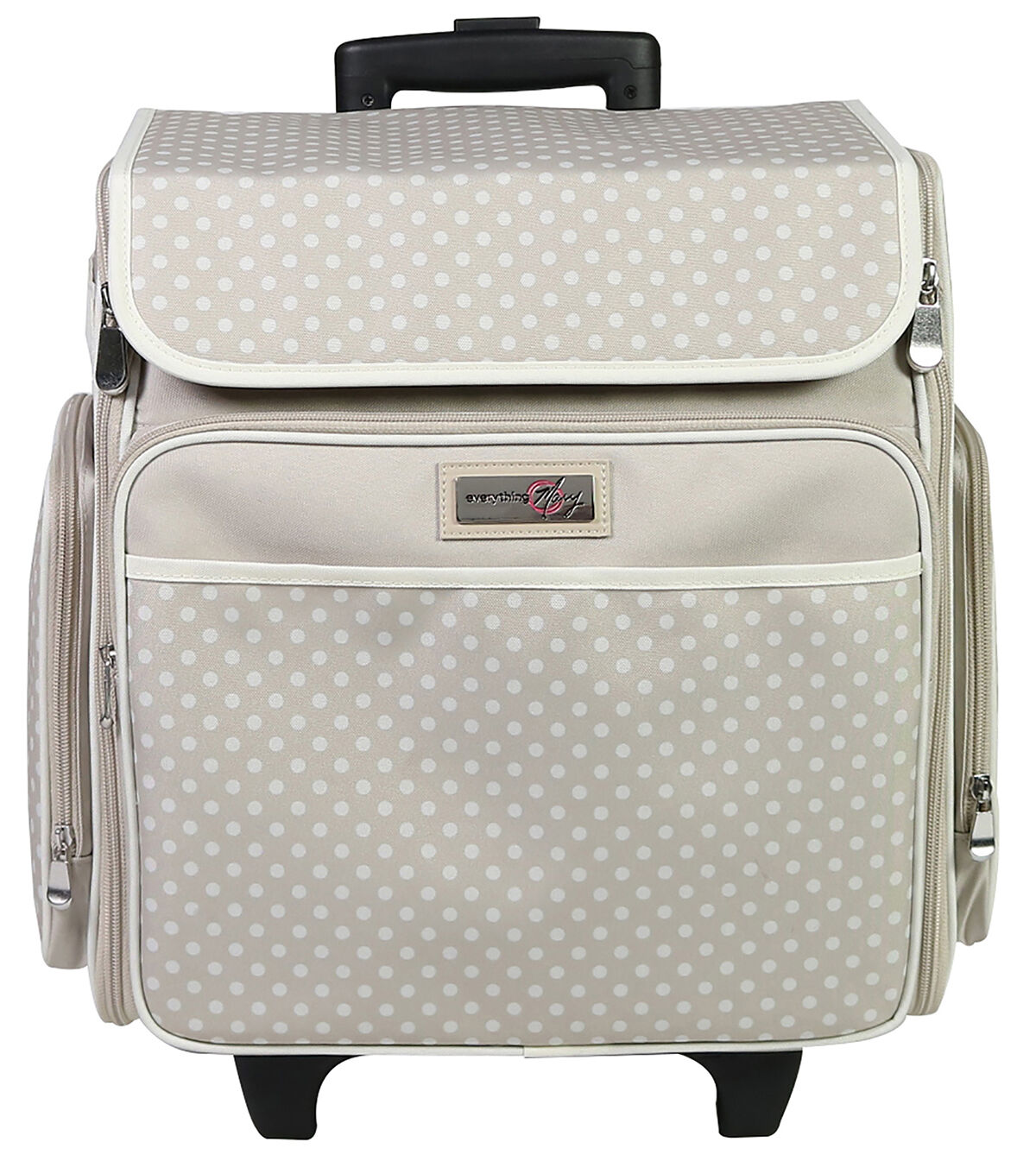 Everything Mary 16 Dots on Tan Collapsible Rolling Sewing Machine Case