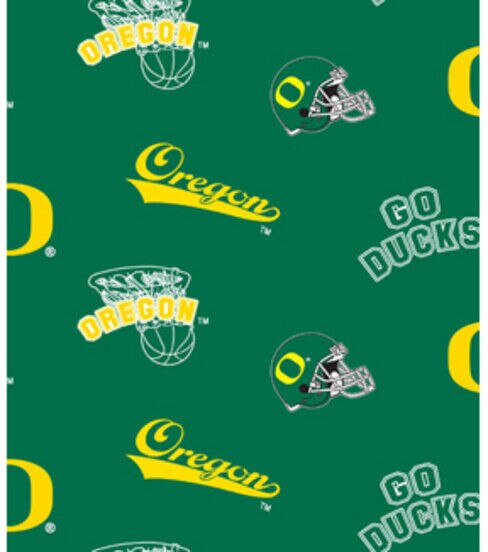 University of Oregon Ducks Fleece Fabric Allover Green