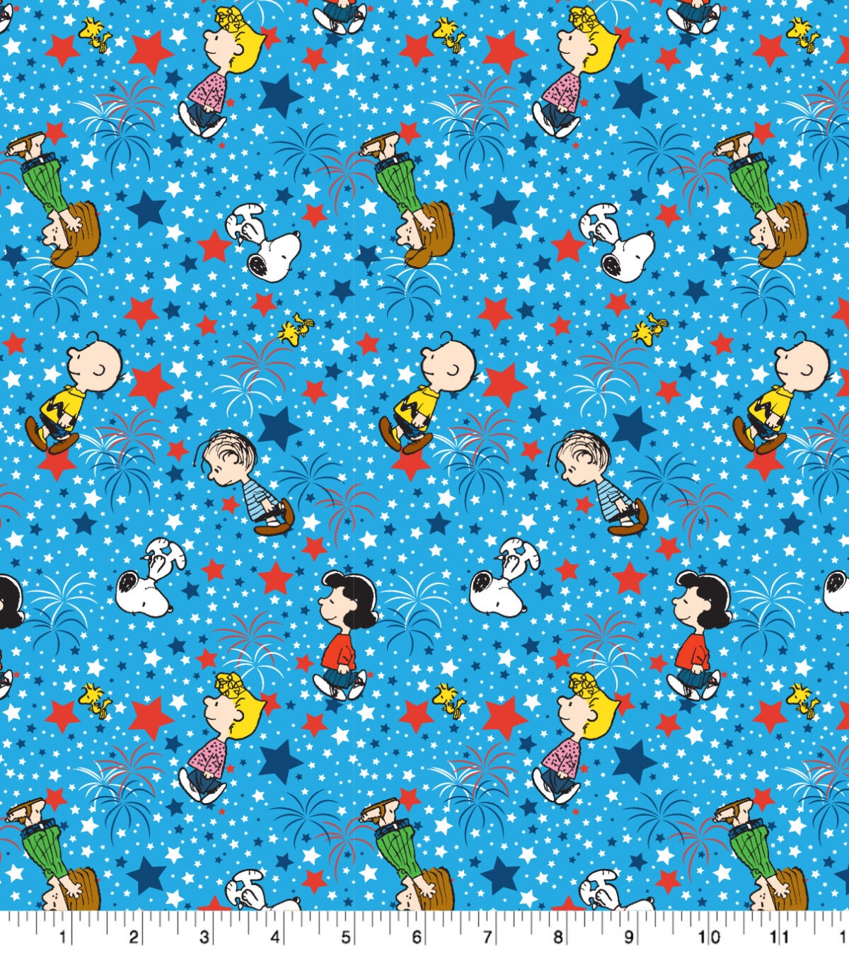 Peanuts Star Spangled on Blue Cotton Fabric
