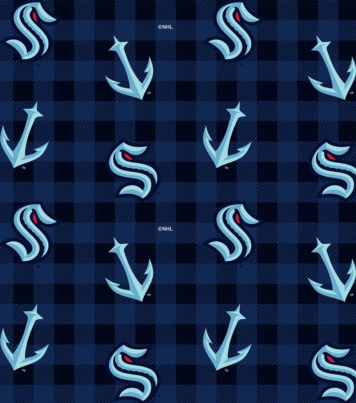 Seattle Kraken NHL Check Flannel Fabric