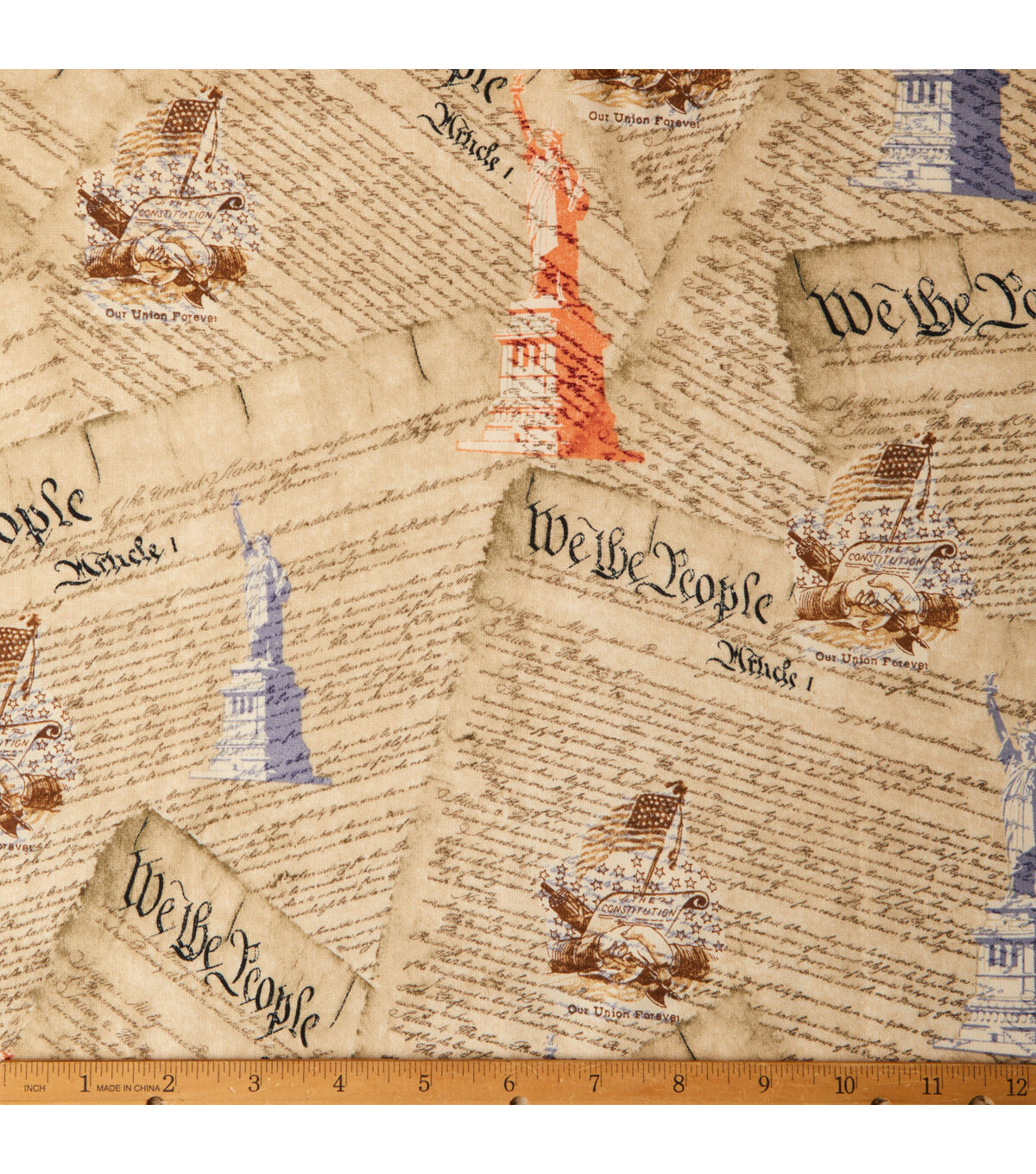 Hi Fashion We The People Patriotic Cotton Fabric