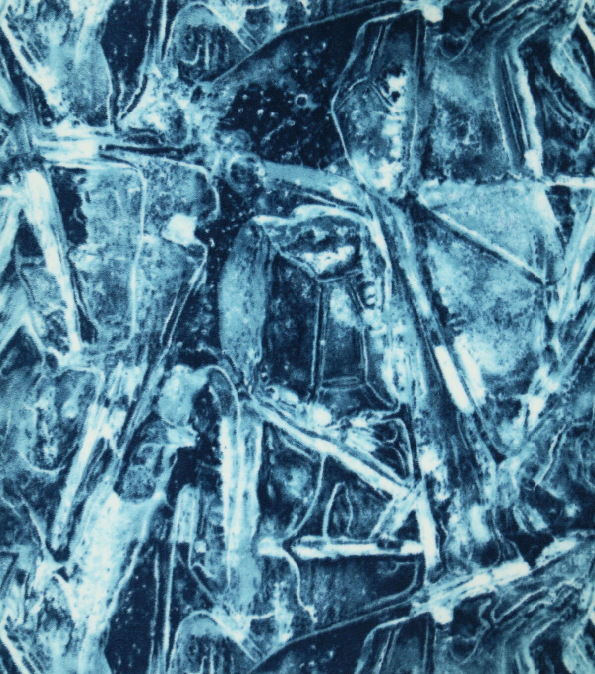 Dark Blue Winter Scape Icicles Luxe Fleece Fabric